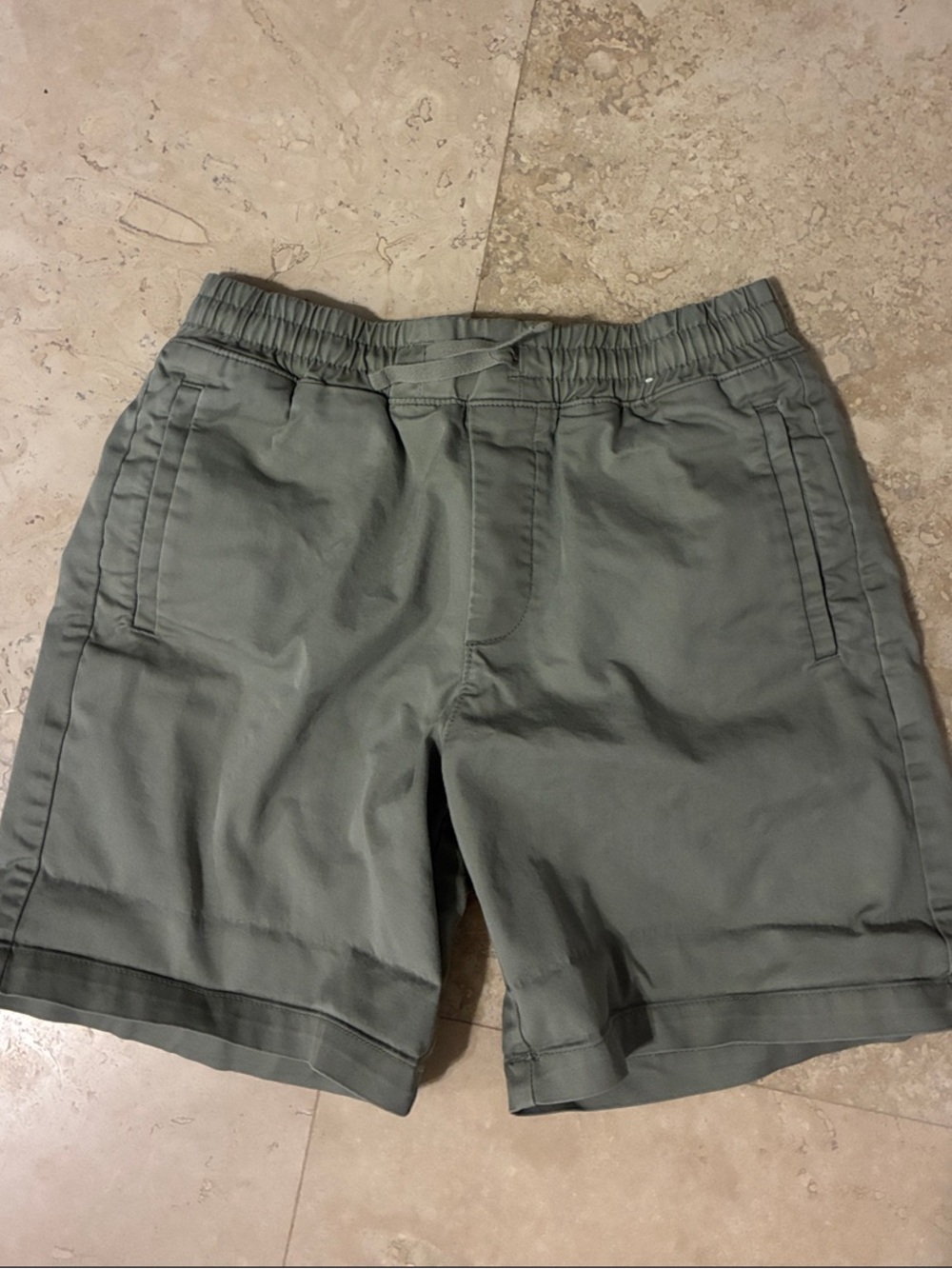 abercrombie kids Khaki Green Flat-Front Elastic Waist Shorts